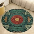 thumbnail image 5 of Round Area Rug Elegant Floral Asian Symmetrical Design Indoor Floor Area Mat Stain-Proof Mat Non-Skid Rugs for Living Room Dining Kitchen Bedroom, 5 of 7