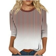 thumbnail image 1 of Birdeem T-Shirts à Manches 3/4 pour Femmes T-Shirt Imprimé Mode Blouse à Manches 3/4 Col Rond Hauts Décontractés T-Shirts à Manches 3/4 pour Femmes, 1 of 5