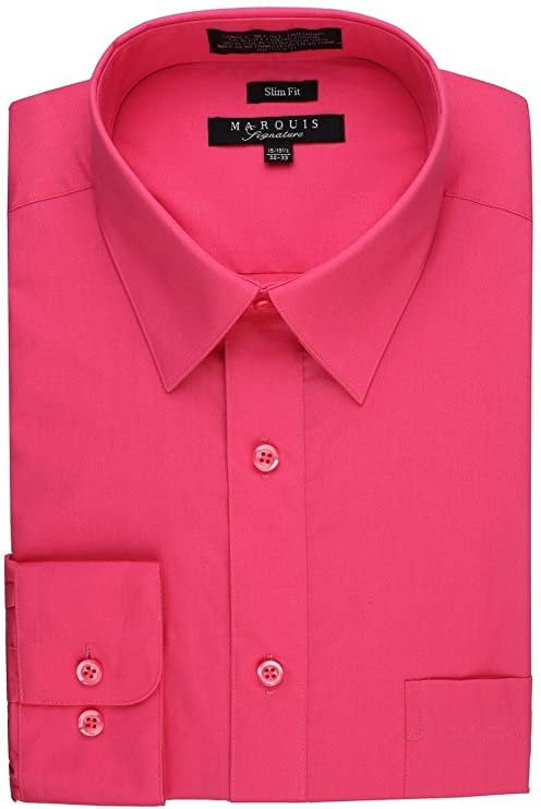 Marquis Men's Slim Fit Solid Dress Shirt Available In Many Colors 