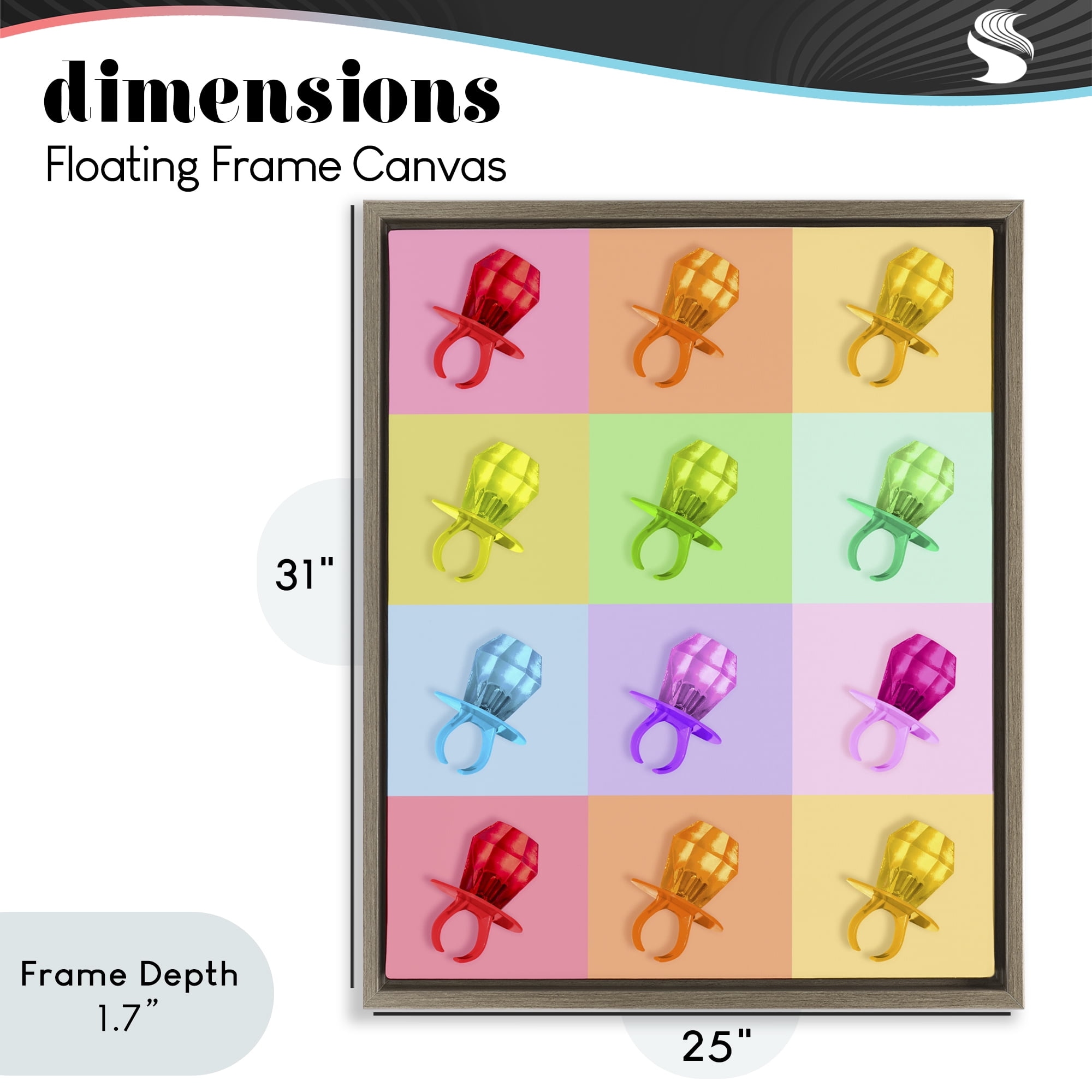 Stupell Industries Candy Gem Pop Grid Brown Framed Floater Canvas Wall Art, design by LISH Creative