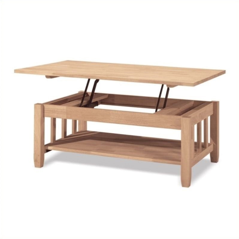 International Concepts Unfinished Mission Coffee Table With Lift Top
