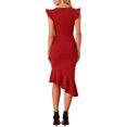 thumbnail image 3 of INSPIRE CHIC V Neck Ruffle Sleeve Bodycon Sheath Dress for Women's Irregular Hem Cocktail Party Work Dresses, 3 of 5