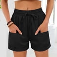 thumbnail image 3 of Casual Shorts for Women Summer Lightweight Elastic Waist Straight Leg Relaxed Fit Beach Shorts with Pockets, 3 of 9