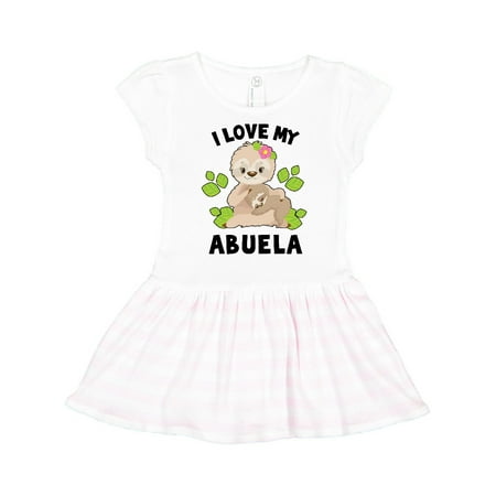 

Inktastic Cute Sloth I Love My Abuela with Green Leaves Gift Toddler Girl Dress