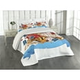 thumbnail image 2 of Ambesonne Cartoon Quilted Coverlet 3 Pcs, Fantasy World Cards Clocks, King Size, Multicolor, 2 of 4