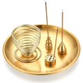 thumbnail image 3 of 5-piece set, incense burner tray decoration, brass incense holder, incense burner gourd incense holder, household nine-hole aroma diffuser, incense stick tray, incense holder, 3 of 6
