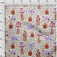 thumbnail image 3 of oneOone Rayon Rust Brown Fabric Floral Vase With Geometrical Quilting Supplies Print Sewing Fabric By The Yard 56 Inch Wide, 3 of 4