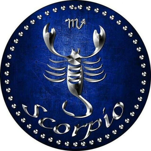 Scorpio Novelty Round Circular Novelty Metal Sign Home Garage Wall Decor Size: 12 x 12 inch