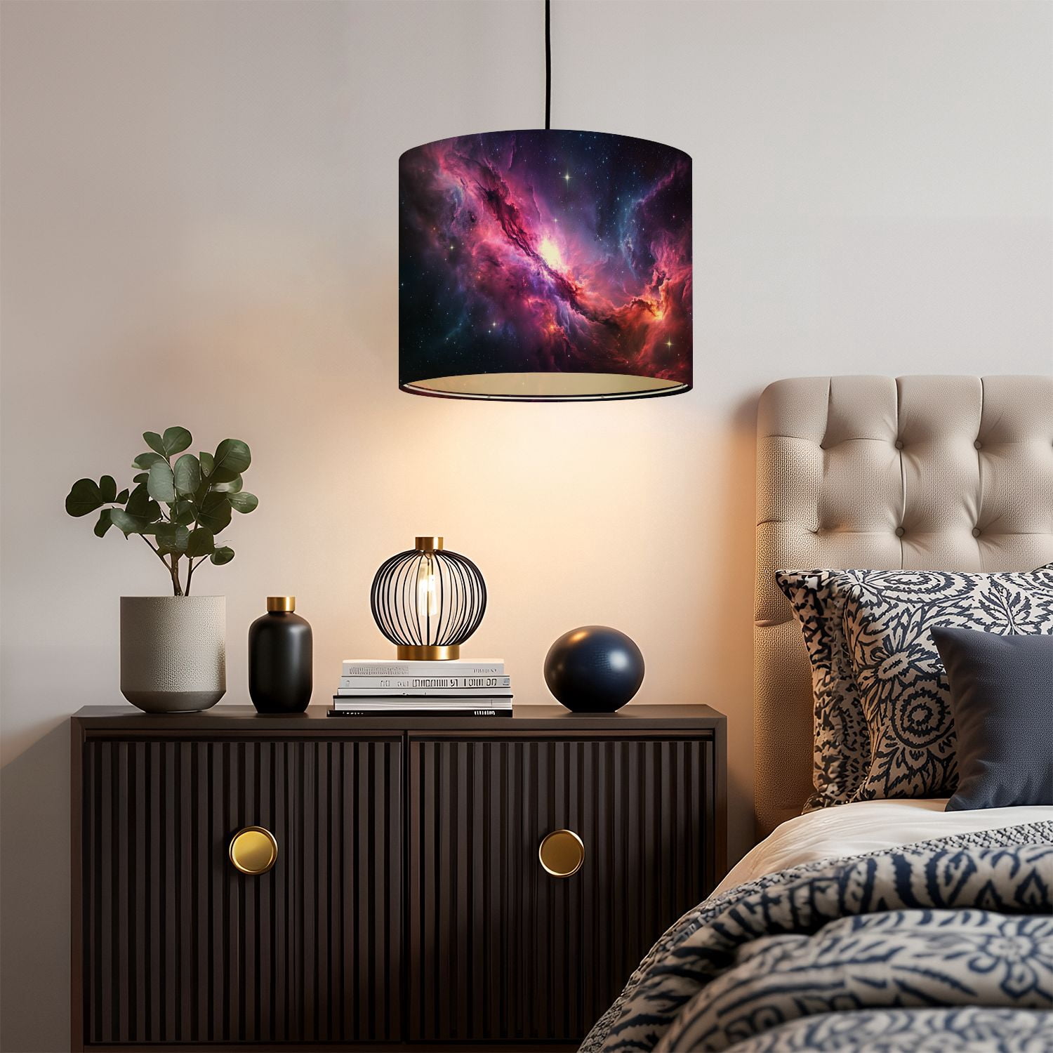 Space Linen Drum Lampshades Galaxy Nebula Outer Space Interstellar Astronomy Universe 13"x13"x10" Light Shade for Table Lamps Floor Lamps Drum Lamp Shades Lampshade Replacement Assembly Required