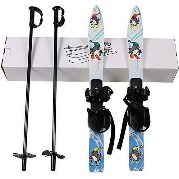 Snowboard Set,Winter Sports Skiing Kid Beginner Snow Skis and Poles, Ski Board Kit with Adjustable Buckle,Ski Boards with Multiple Patterns. Kids Skiing Equipment for Age8 and Under