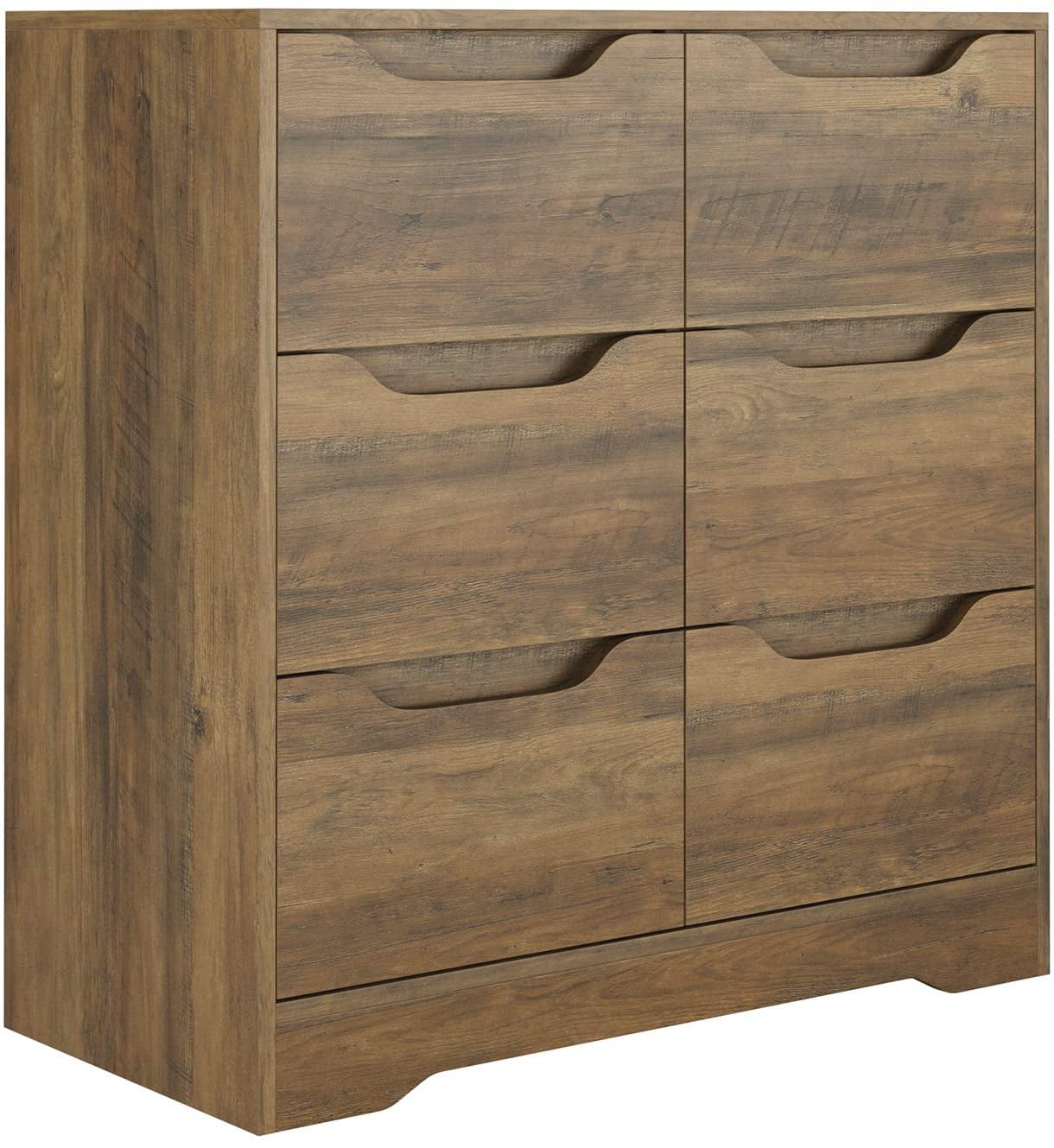 Homfa 6 Drawer Double Dresser, Modern Wood Storage Chest for