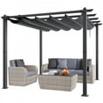 thumbnail image 1 of Pergola Rétractable Extérieure 10x10 Pieds Auvent Pare-Soleil Aluminium Gris, 1 of 7