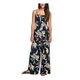 thumbnail image 1 of Roxy Womens Smocked Floral Print Jumpsuit Black XS, 1 of 2