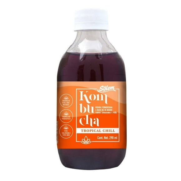 Bebida fermentada Sólem Kombucha de té negro tropical chill tamarindo y piña 290 ml