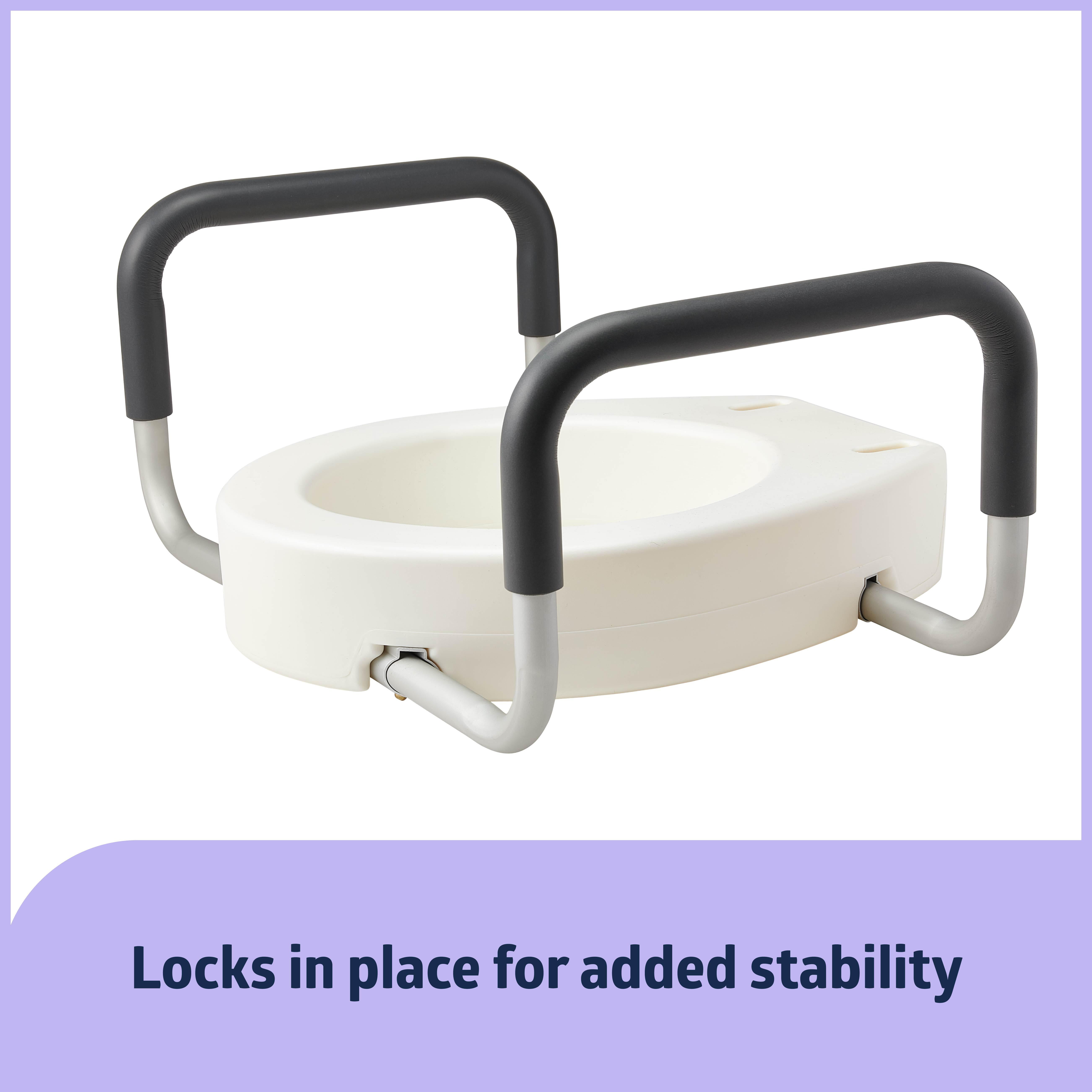 Medline Toilet Seat Riser with Arms for Seniors, Fits Most Toilets, 400 lb Weight Capacity, White