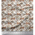 thumbnail image 1 of Soimoi Japan Crepe Satin Fabric Leaves & Tiger Jungle Fabric Prints by Yard 42 Inch Wide, 1 of 1
