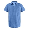 thumbnail image 4 of GrmtClth Men's Polo Shirts Distressed Washed Golf Stylish Shirts Short Sleeve Button Up Denim Shirt Workout Vintage Shirt Oversized Boxy Tee Shirts with Pocket Blue 3XL, 4 of 4