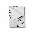 thumbnail image 2 of Dragonfly Soft Flannel Fleece Throw Blanket, Swirled Floral Background Damask Curl Branches and Leaves Print, Cozy Plush for Indoor and Outdoor Use, 70" x 90", Pale Grey Black White, by Ambesonne, 2 of 6