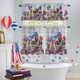 thumbnail image 4 of Independence Day Dog Cat Kitchen Curtains Valances 3 Piece Set, Red Blue American Flag Firework Balloon Floral Wood Rod Pocket Tier Curtain Valance Drapes for Small Window 36 Inch Length for Bedroom, 4 of 9