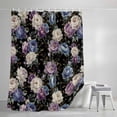 thumbnail image 4 of Country Flowers Small Stall Shower Curtain, Waterproof Shower Curtains for Bathroom, Botanical Purple Blue Floral Black Washable Fabric Bath Curtain for Bathtub Decoration with Hooks 36x72 Inches, 4 of 9