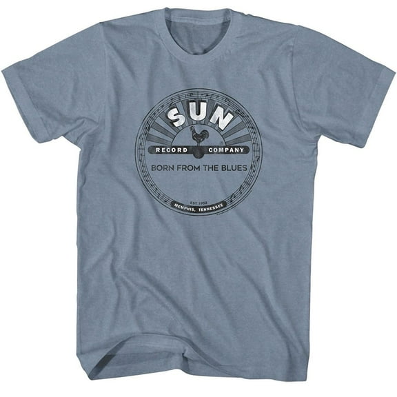Sun Records Full Circle Logo Vintage Indigo Heather Adult T-Shirt Xl