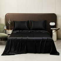 Fmbmuo Polyester King Sheet Set 2 Piece Breathable Sateen 1x Bed Sheet，1x Pillowcases All-Season Unisex Black