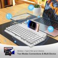 thumbnail image 4 of Retro Typewriter Wireless Mechanical Gaming Keyboard, Bluetooth 5.0 Office Computer Vintage Keyboards 83-Key Blue Switches Punk Round Keycap, LED Backlight, Compatible with PC/Laptop/Pad/Phone, White, 4 of 7