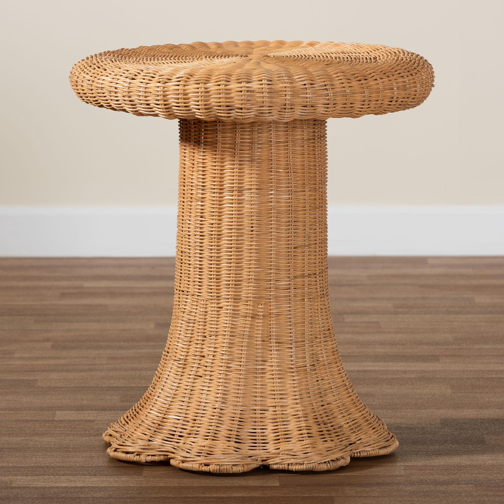 bali & pari Avalon Boho Side Table, 22"W, Round, Light Honey