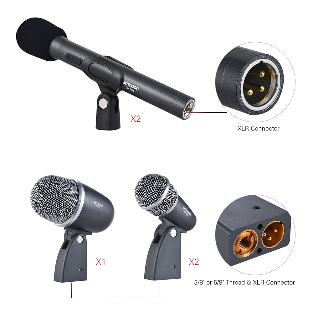 Kit de microphones filaires pour batterie et autres instruments de musique Big Drum Mic