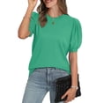 thumbnail image 3 of Jersey de manga corta WIHOLL verde abullonado para mujer, 3 of 6