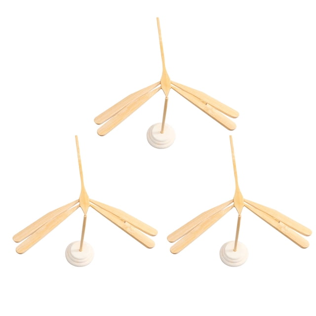 EeaseMX 3 piezas de equilibrio manual de bambú con forma de libélula, artesanías, juguetes de equilibrio de bambú hechos a mano, decoración (con base)