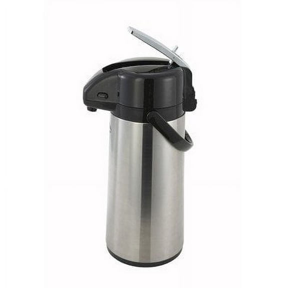 Winco Stainless Steel Lined Airpot, 2.5-Liter, Lever Top