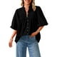 thumbnail image 1 of Blusa PRETTYGARDEN para mujer, verano 2025, manga corta, negra, 1 of 9