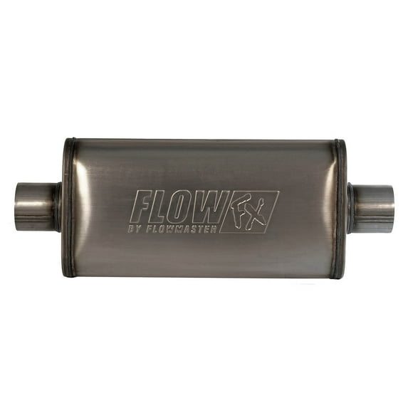 Flowmaster Exhaust Muffler 71249 FlowFX; Universal; 9 Inches Wide; Single Center 3 Inch Inlet; Single Center 3 Inch Outlet; 24 Inch Length