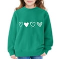 thumbnail image 5 of KAUOD Girls Heart Print Sweatshirts Ribbed Cuffs Cute Crew Neck Pullover Tops Clothes Teen Kids Long Sleeve Cotton Hoodies, 5 of 6