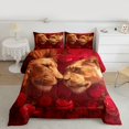 thumbnail image 2 of Homewish Romantic Lion Animal Bedding Comforter Set, Rose Floral Flower Twin Comforter Sets, Couple Valentine's Day Reversible Bedding Set, Breathable Home Decor, 2pcs, 2 of 8