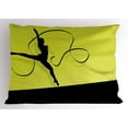 thumbnail image 1 of Gymnastics Pillow Sham, Woman Silhouette with a Ribbon Gymnastic Healthy Activity Exercise, Decorative Standard Queen Size Printed Pillowcase, 30 X 20 Inches, Black Yellow and Green, by Ambesonne, 1 of 2