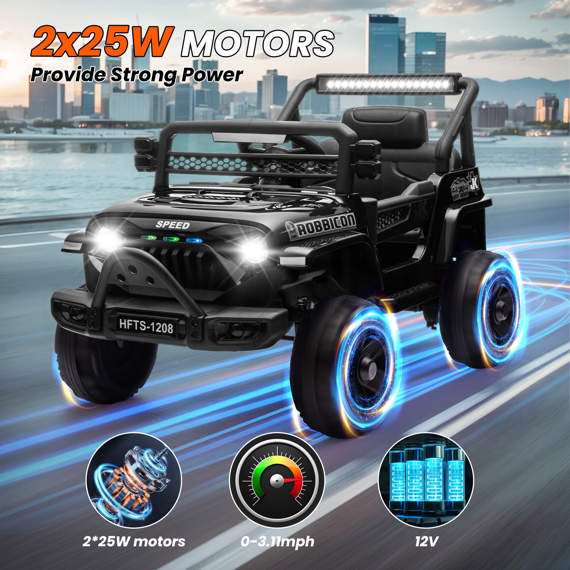 Xuanlur 12V Ride on Electric Truck Car for Kids, 12V Kids Electric Vehicles w/ Remote Control, 4 Wheel Suspension, USB, Bluetooth, Power Display, Battery Powered Ride on Toys for Boys Girls (Black)