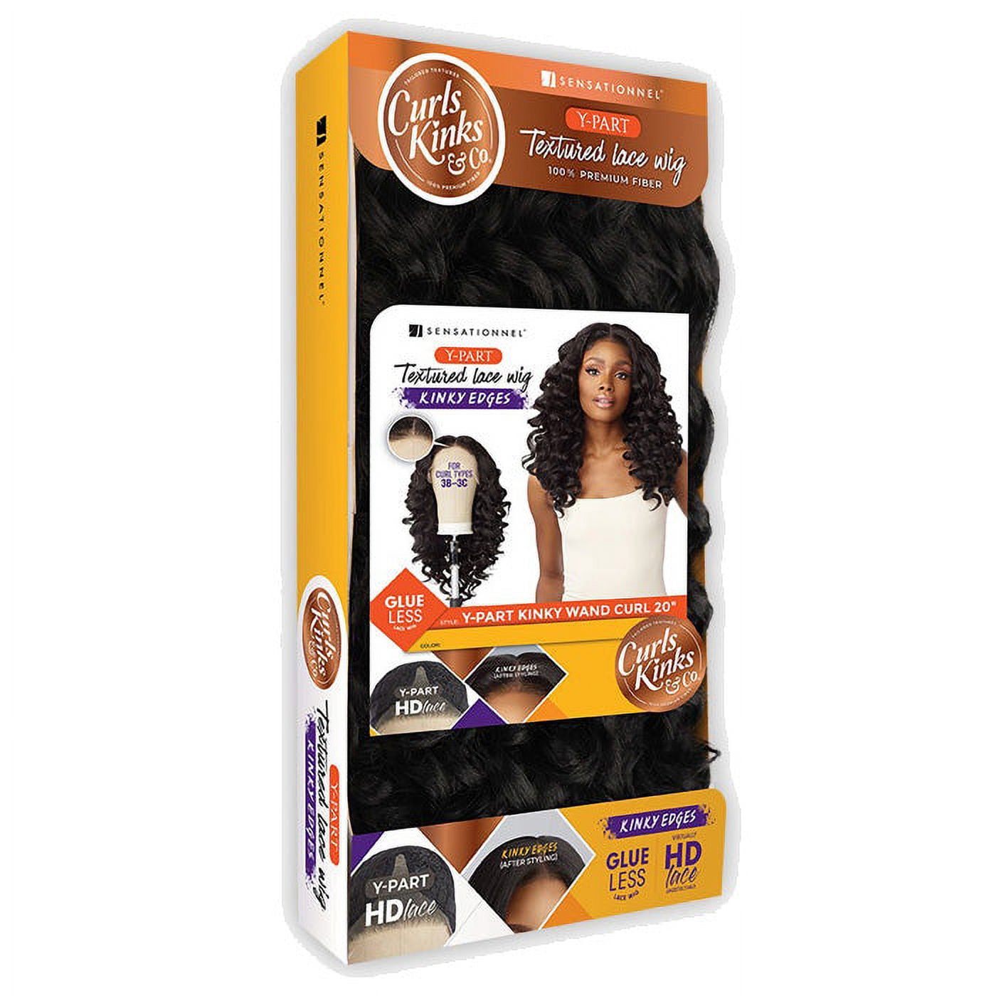 Sensationnel Glueless Lace Wig Y-Part Kinky Wand Curl 20” Lace Wigs / Color: F1B/30