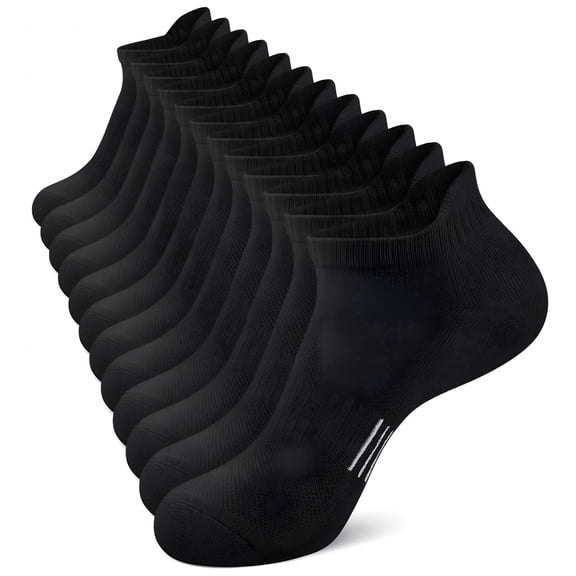 TELOLY 6 Pairs Socks for Men Ankle Athletic Mens Running Socks Cushioned Black Low Cut Athletic Socks Men Size 12-16