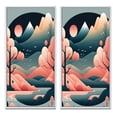 thumbnail image 2 of Designart "Full Red Moon Casting Glow on Mountains I" Landscape Mountains Framed Wall Art Set Of 2 - Traditional Yellow Frame Gallery Set For Office Decor, 2 of 6