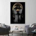 thumbnail image 4 of Abstract Art Canvas, African Woman Canvas, Gold Lip Art, African Canvas, Ethnic Artwork, African Gold Lip Printed, Black Woman Printed, Canvas Wall Decor - Black Framed, 4 of 6