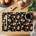 thumbnail image 2 of Peaches Placemats Set of 12 Summer Fruit Flowers Spring Watercolor Black Place Mats Indoor Wipeable Table Mats Washable Cloth Dining Table Placemats for Kitchen Holiday Party Home Decor 13x19 Inch, 2 of 9