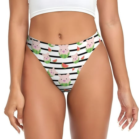 Sigee Pig And Watermelon for Women s G-String Panty  Low Rise  Soft Lace Perfect for Everyday Wear or Special Occasions-3X-Large