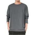 thumbnail image 1 of zbxnLI T-Shirts à Manches Longues pour Hommes T-Shirts Classiques Unis Col Ras du Cou Chemises Amples Décontractées pour Hommes, 1 of 7