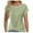 Green, variant on Women's T-Shirts Casual Solid Color Round-Neck Rolled Short Sleeve Pullover Top Twist Tee Shirt XL