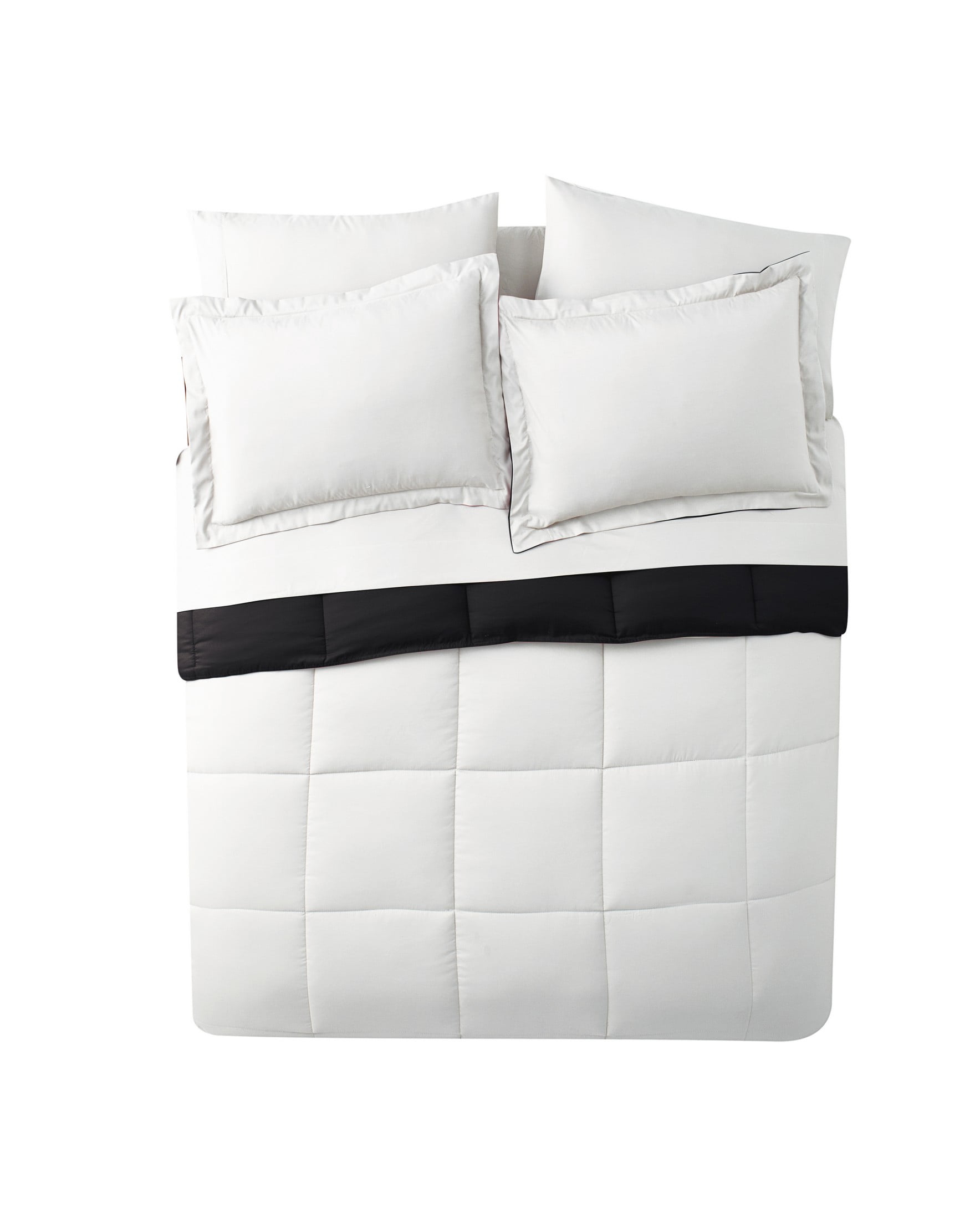 VCNY Home Lincoln 7-Piece Black/White Solid Color Reversible Bed in a Bag, Queen, Adult, Unisex