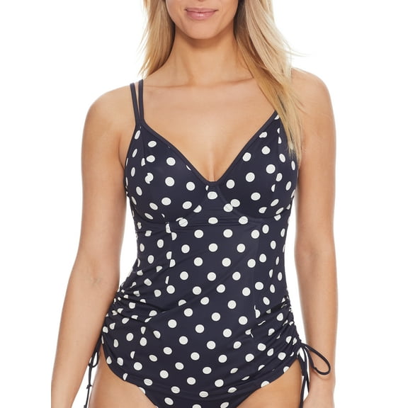 Panache NAVY/VANILLA Anya Riva Spot Balconnet Tankini Swim Top, US 32K, UK 32H