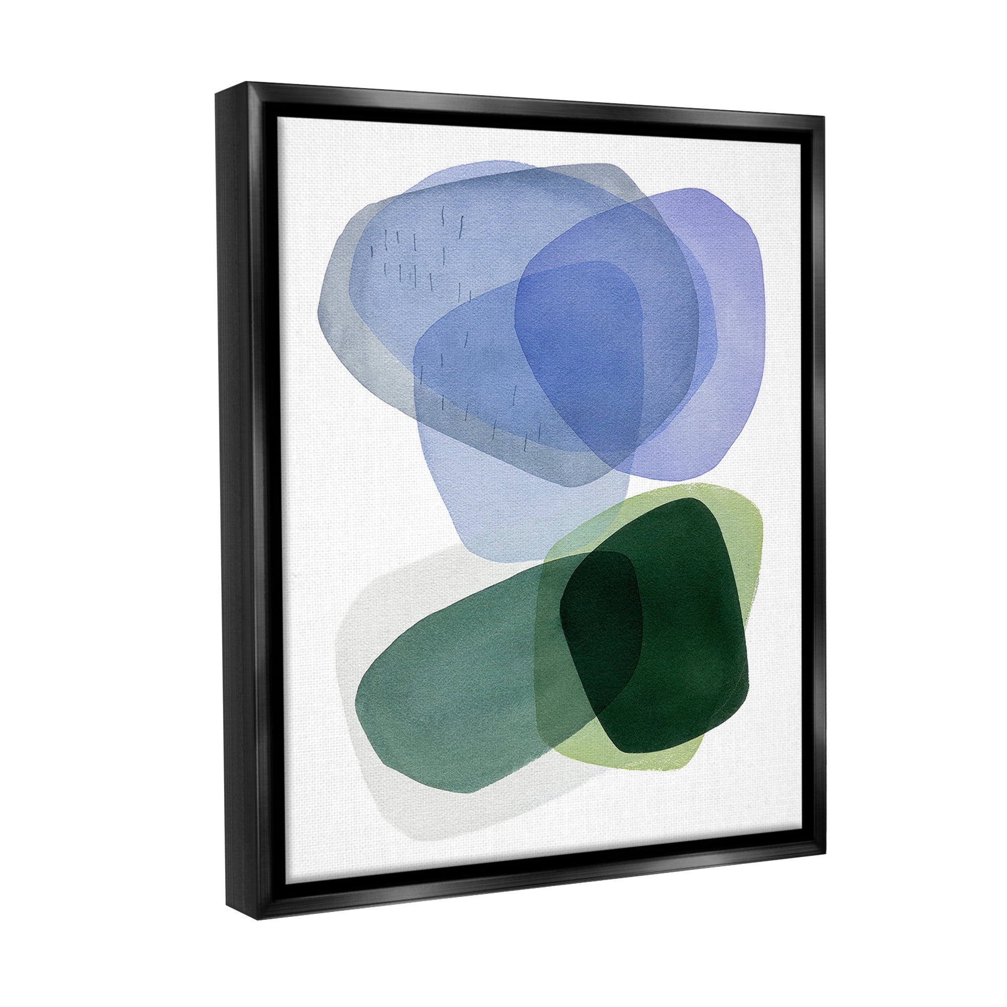 Stupell Industries Minimalist Opaque Shapes Abstract Painting Black Floater Framed Canvas Art Print Wall Art, 25 x 31
