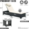 thumbnail image 4 of 3 Pcs Patio Chaise Lounge with Coffee Table Cushion&Pillow Outdoor Lounge Chair Chaise Lounger Patio Reclining Chair 5 Angle Adjustment PE Rattan for Courtyards Poolside Garden, 4 of 10